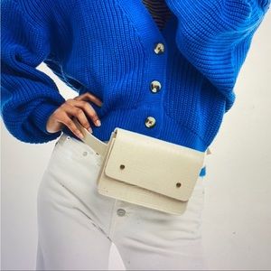 Able Convertible Mare Belt Bag in Bone Croco